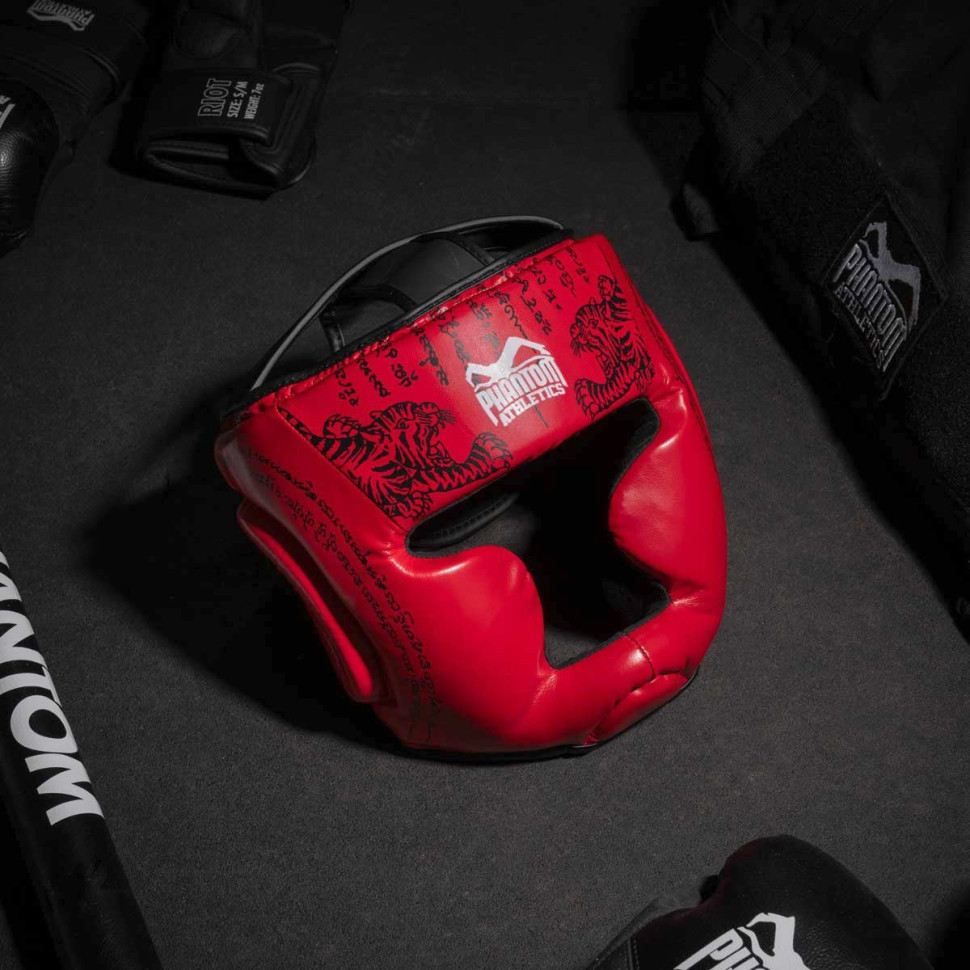 Боксерський шолом Muay Thai Full Face Phantom PHHG2682 Red (капа в подарунок)