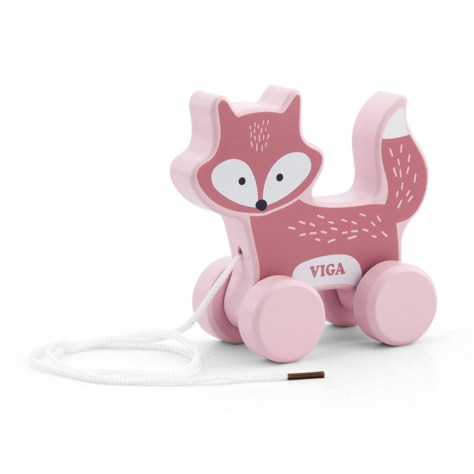Деревянная каталка Лисичка Viga Toys PolarB 44002 с шнурком