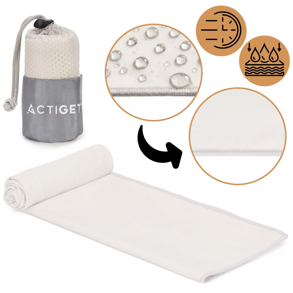 Рушник спортивний Actiget ACT0186 Biege, з мікрофібри 80x40 см