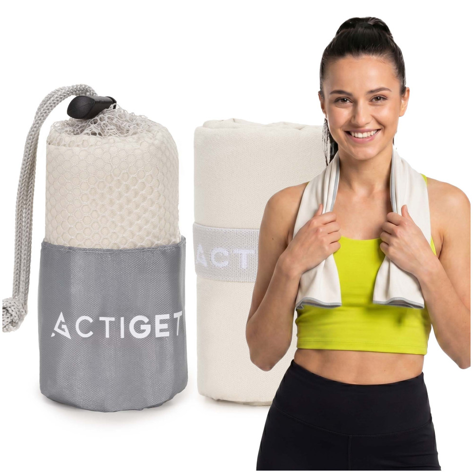 Рушник спортивний Actiget ACT0186 Biege, з мікрофібри 80x40 см