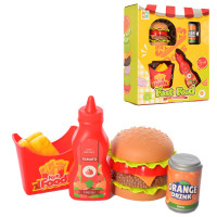 Игрушечные продукты 699-24  фаст-фуд, гамбургер, картошка, кетчуп, сок