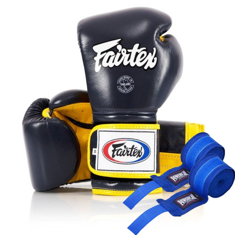 Боксерські рукавиці BGV9 Mexican Fairtex BGV9_Mexican_10oz_Blue/Y 10 унцій (бинти в комплекті)