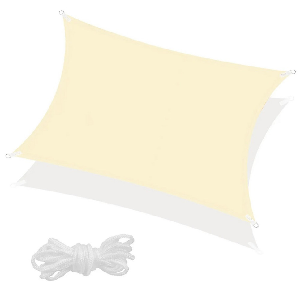 Тент-парус теневой для дома, сада и туризма Springos SN1036, 4 x 2 м, Light Yellow