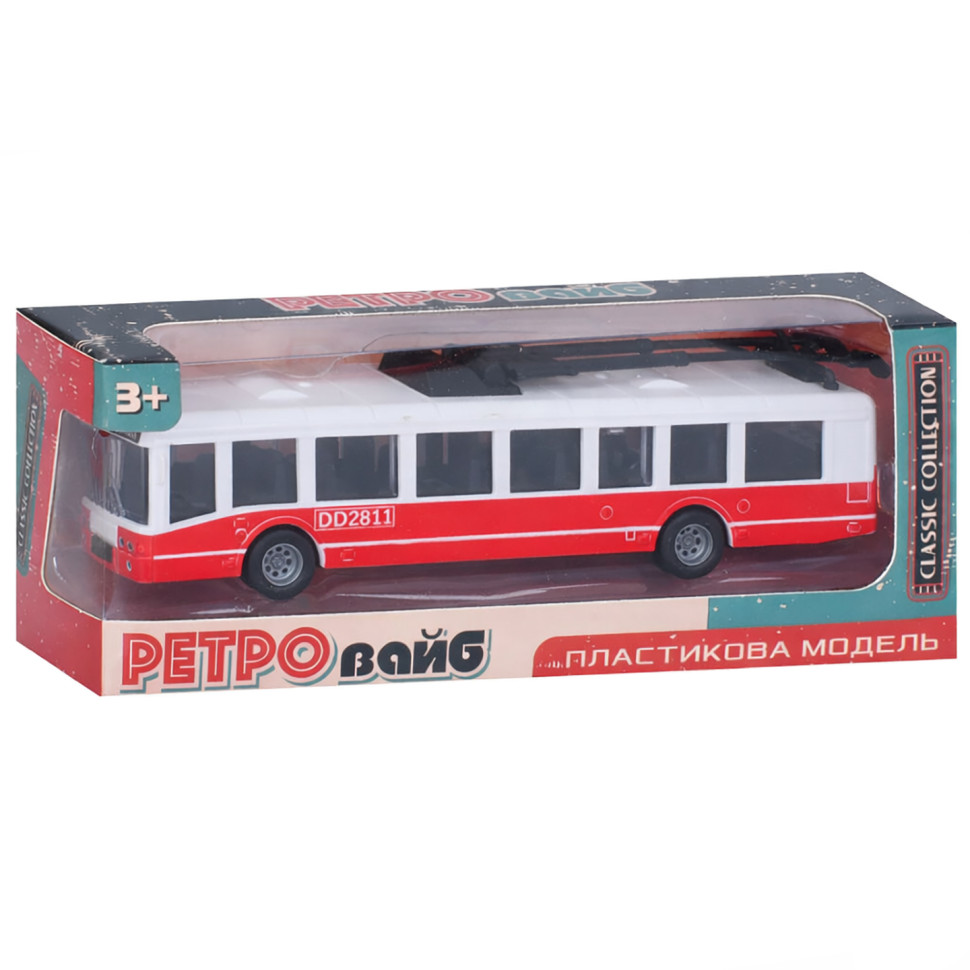 Игрушечный инерционный троллейбус Bambi 6336(Red) резиновые колеса, 17 см