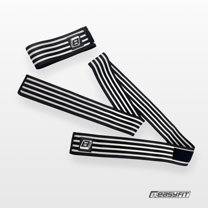 Бинт для приседаний EasyFit EF-0065-GY, фиксатор коленного сустава, черно-белый