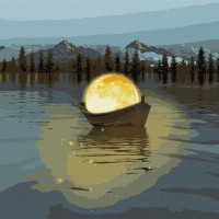 Картина по номерам "Лунная лодка с красками металик" Идейка KHO5031 50х50 см