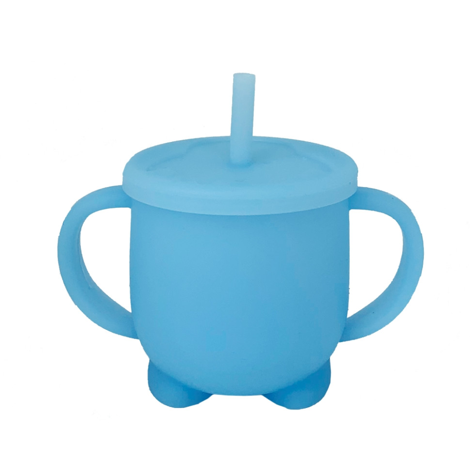 Силіконова чашка-поїлка з кришкою Mega Zayka MGZ-0302(Blue) 200 мл