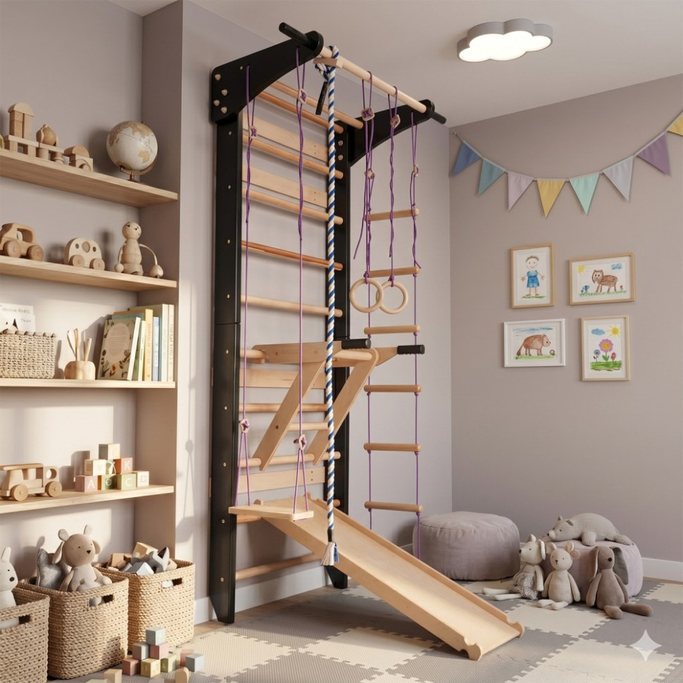 Спортивный уголок-игровой комплекс 7 в 1 SportBaby «Lux  14-220» с горкой, до 120 кг