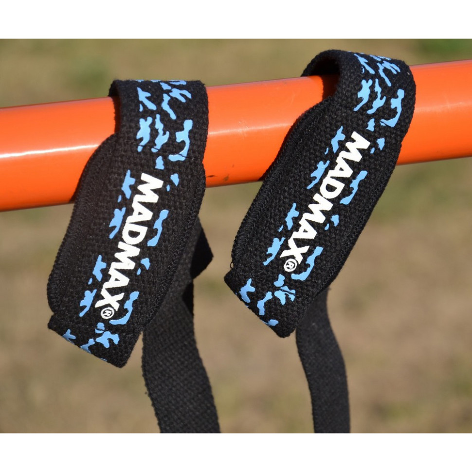 Лямки для тяги Camo Power Wrist Straps MadMax MFA-275-BLU-U, Camo/Light, Blue