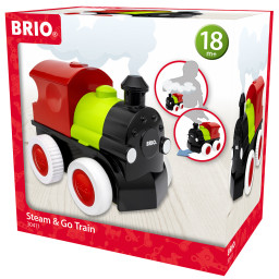 Игрушка для малышей "Поезд с паром" BRIO 30411-BR, на батарейках, пластик Игрушка для малышей "Поезд с паром" BRIO 30411-BR, на батарейках, пластик