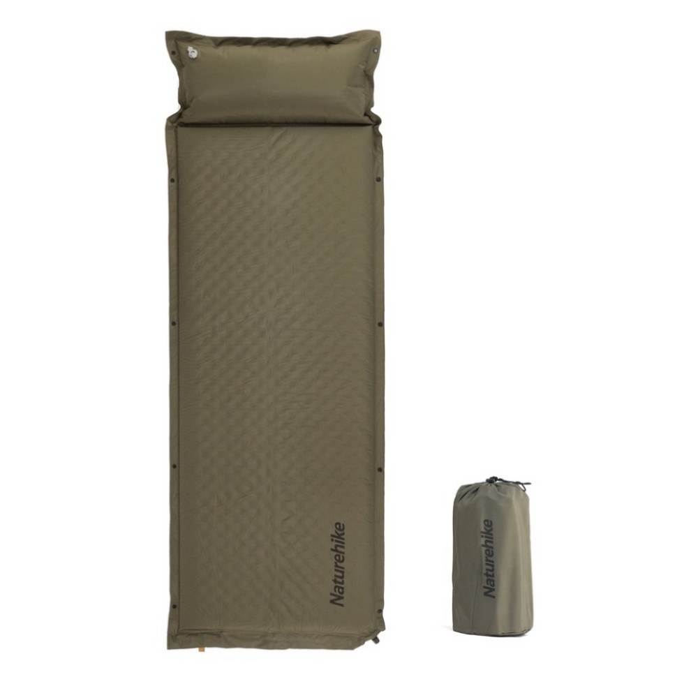 Коврик самонадувающийся одноместный с подушкой CNK2300DZ014 Naturehike 6976023923364, 30 мм, темно-зеленый