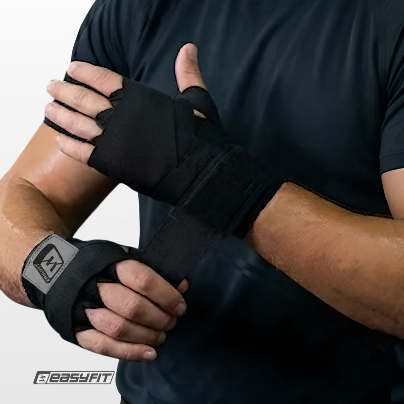 Бинты для бокса EasyFit EF-0374-25-bk, Classic Wrap, черный 2,5 м