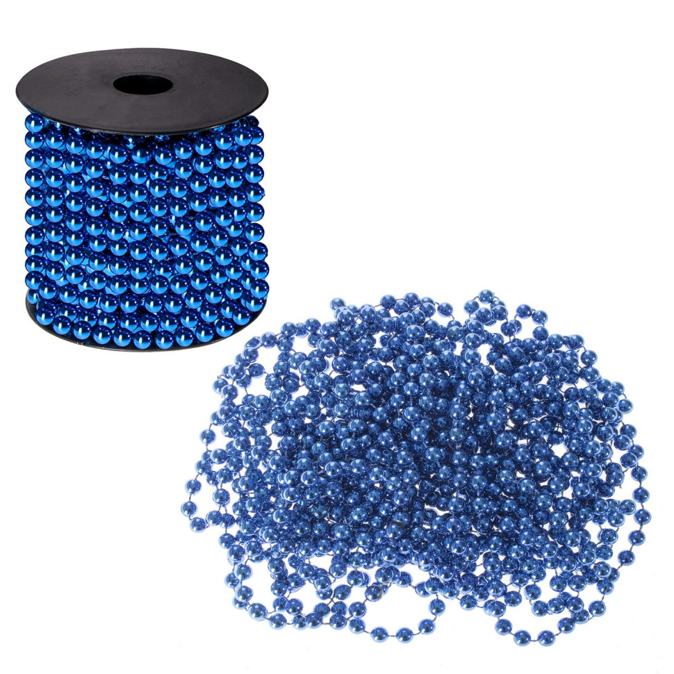Бусы на елку новогодние Springos CA0059 d=8 мм, 10 м, Blue
