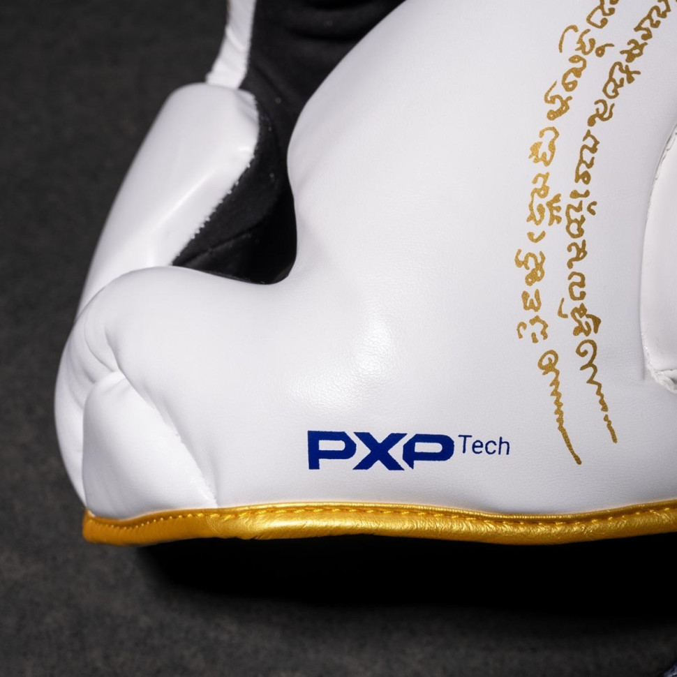 Боксерский шлем Muay Thai Full Face Phantom PHHG2683 White Gold (капа в подарок)