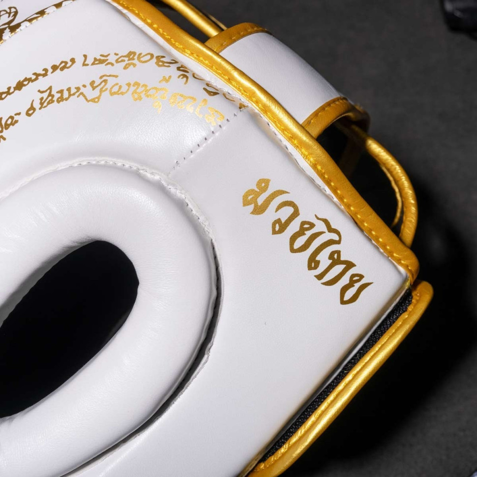 Боксерский шлем Muay Thai Full Face Phantom PHHG2683 White Gold (капа в подарок)
