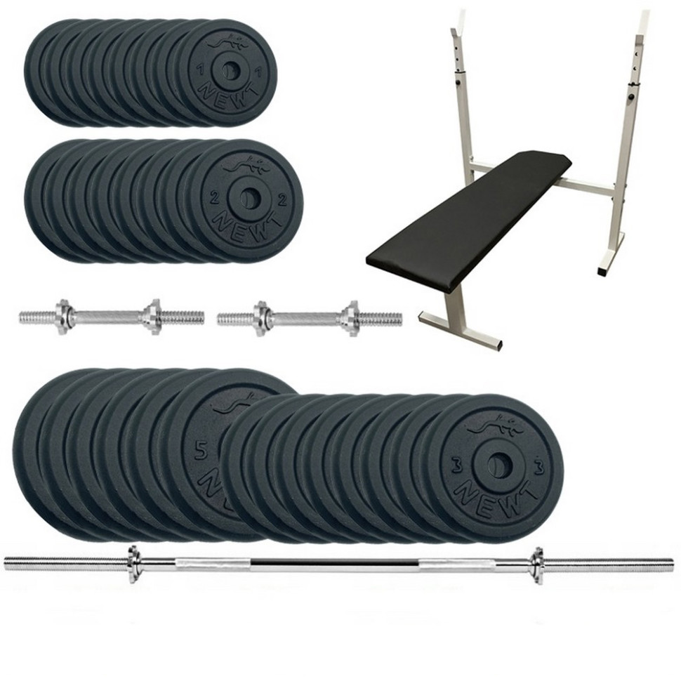 Скамья для жима с набором штанга и гантелей Stadard Set-STH Home Newt NE-M-STH-SET-89, 89 кг