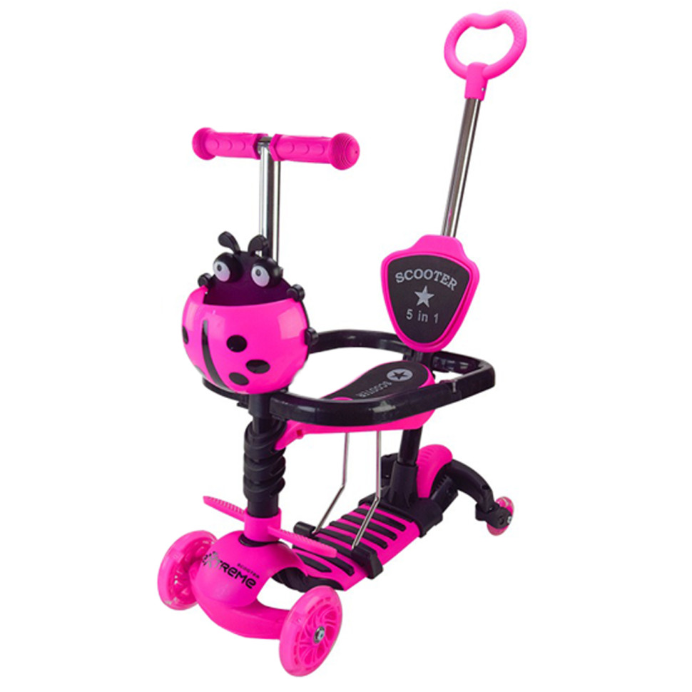 Самокат детский 3-х колесный Scooter Children's Bambi SC2501(Pink) 3в1 светящиеся колеса, розовый