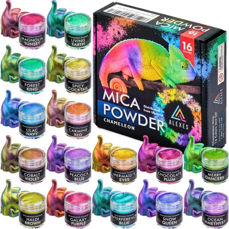 Перламутровый пигмент хамелеон Chameleon Mica Powder Alexes HM-001, 16 цветов