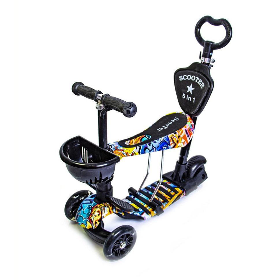 Самокат детский 3-х колесный 5 в 1 Scooter Graffiti Bambi 1617629379 до 25 кг