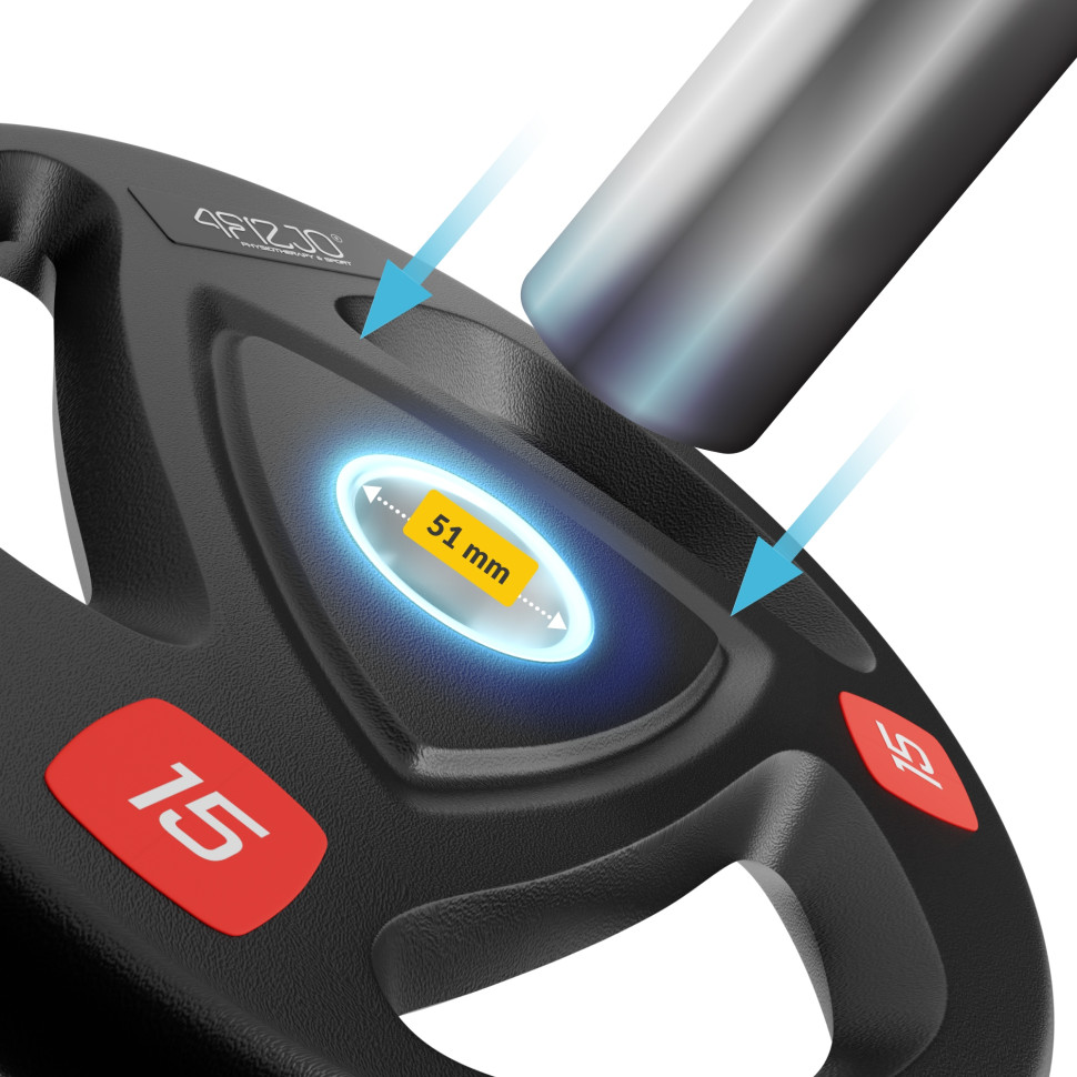 Диск олимпийский 4FIZJO P-5905973401272 прорезиненный 2 x 15 кг 51 мм