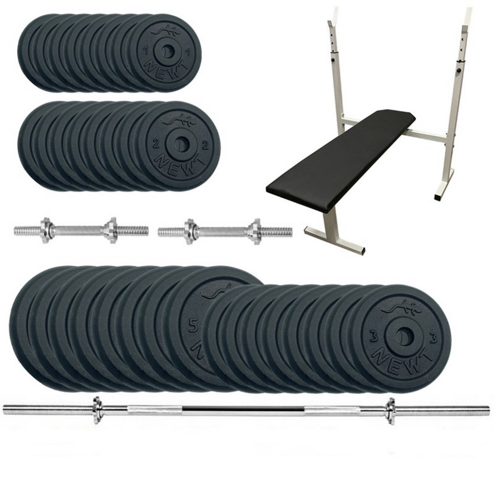 Скамья для жима с набором штанга и гантелей Stadard Set-STH Home Newt NE-M-STH-SET-95, 95 кг