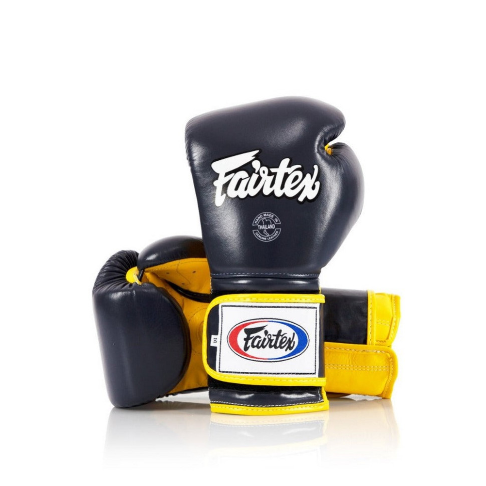 Боксерские перчатки BGV9 Mexican Fairtex BGV9_Mexican_16oz_Blue/Y 16 унций (бинты в комплекте)