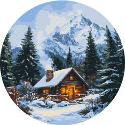 Картина по номерам "Сказочная избушка в лесу" Brushme RC00097L диаметр 40 см Картина по номерам "Сказочная избушка в лесу" Brushme RC00097L диаметр 40 см