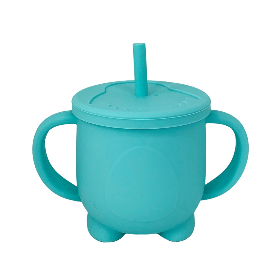 Силіконова чашка-поїлка з кришкою Mega Zayka MGZ-0302(Turquoise) 200 мл