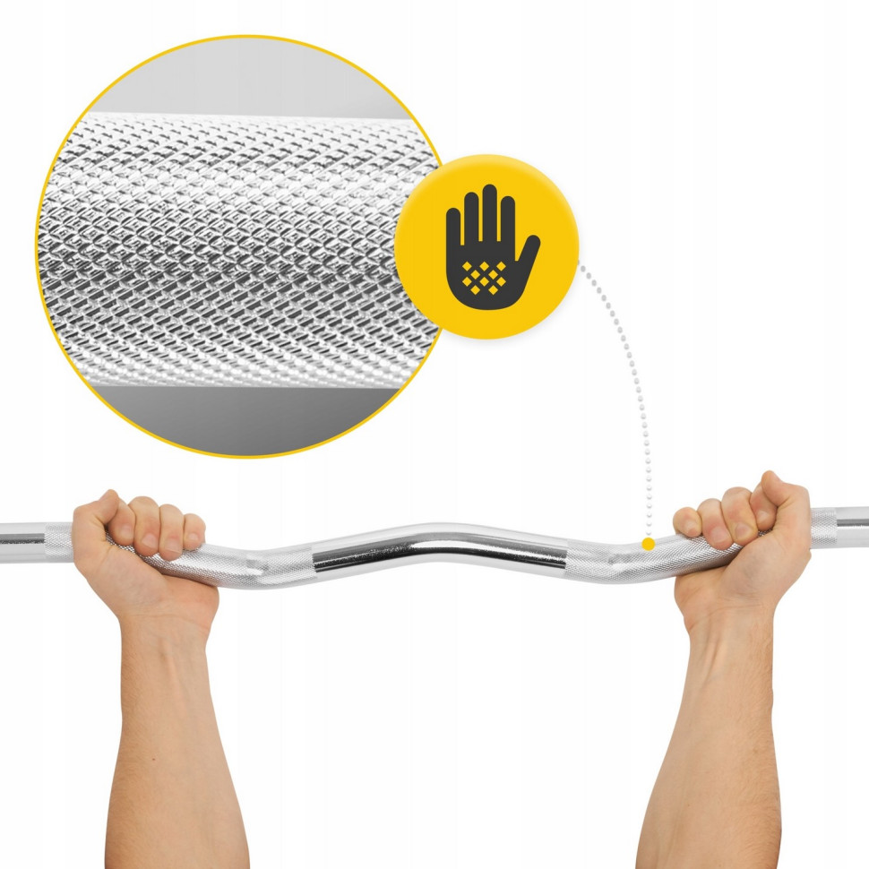 Гриф для штанги олімпійський W-подібний 4FIZJO P-5905973401203 120 см, 50 мм