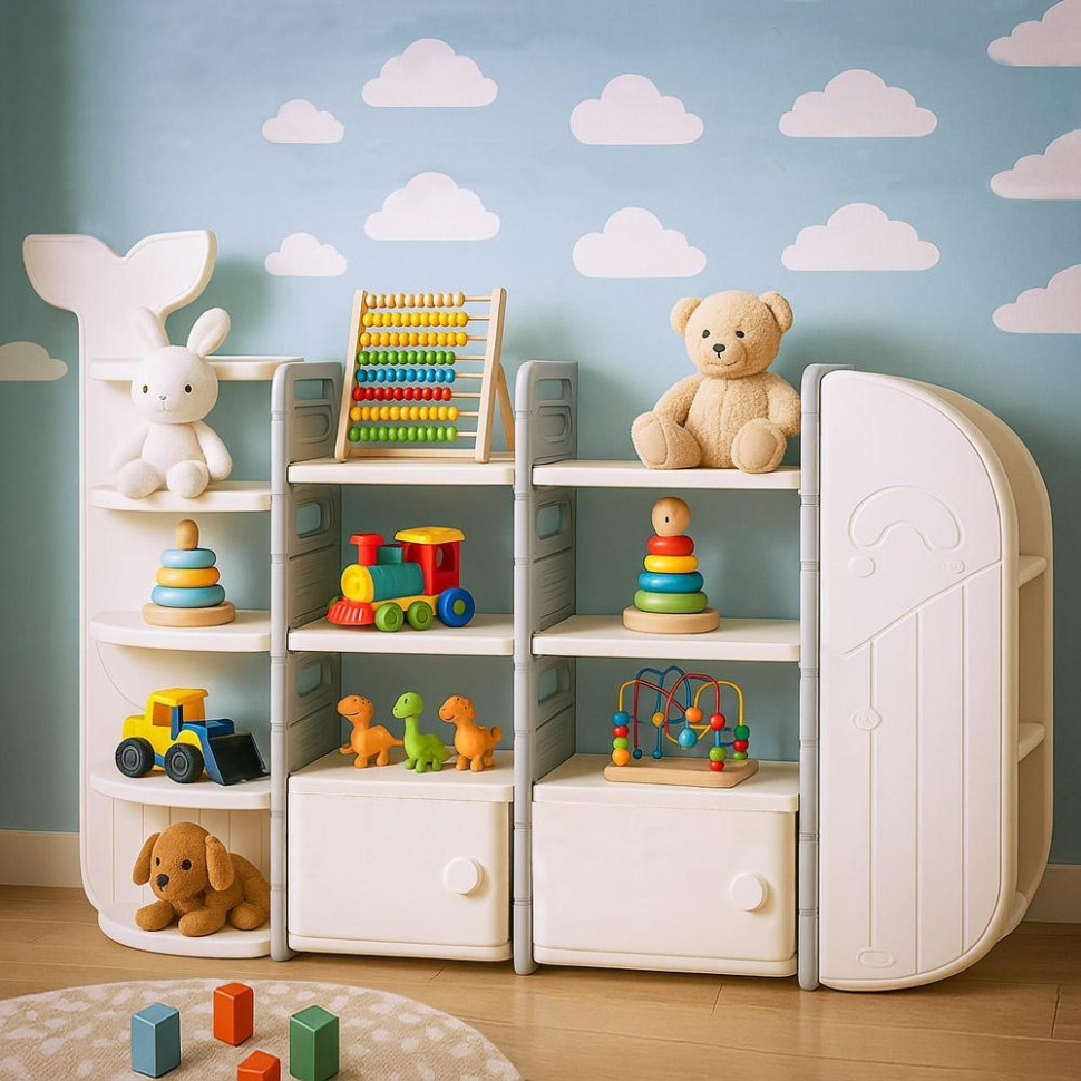 Детский стеллаж для хранения Bubbles Mealux KD-E057 White белый