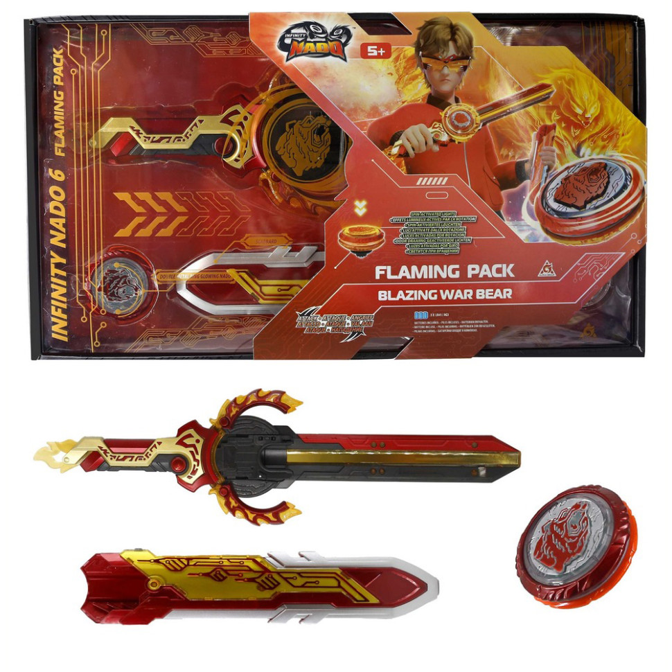 Ігровий набір із дзиґою VI Flaming Pack Палаючий Бойовий Ведмідь (Blazing War Bear) Infinity Nado EU654142