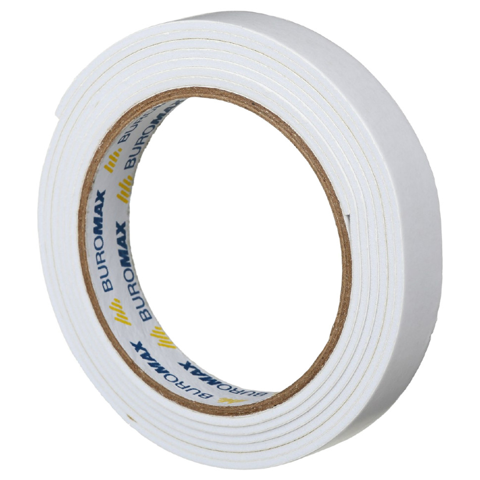 Клейкая лента двухсторонняя BUROMAX BM.7516 на пенной основе,18 мм х 2 м