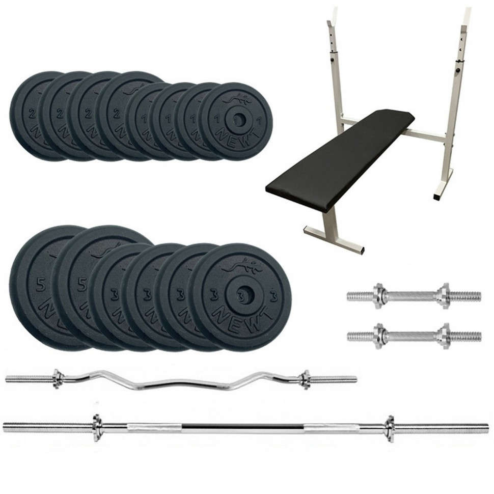 Скамья для жима с набором штанга и гантелей Stadard Set-STHW Home Newt NE-M-STHW-SET-45, 50 кг