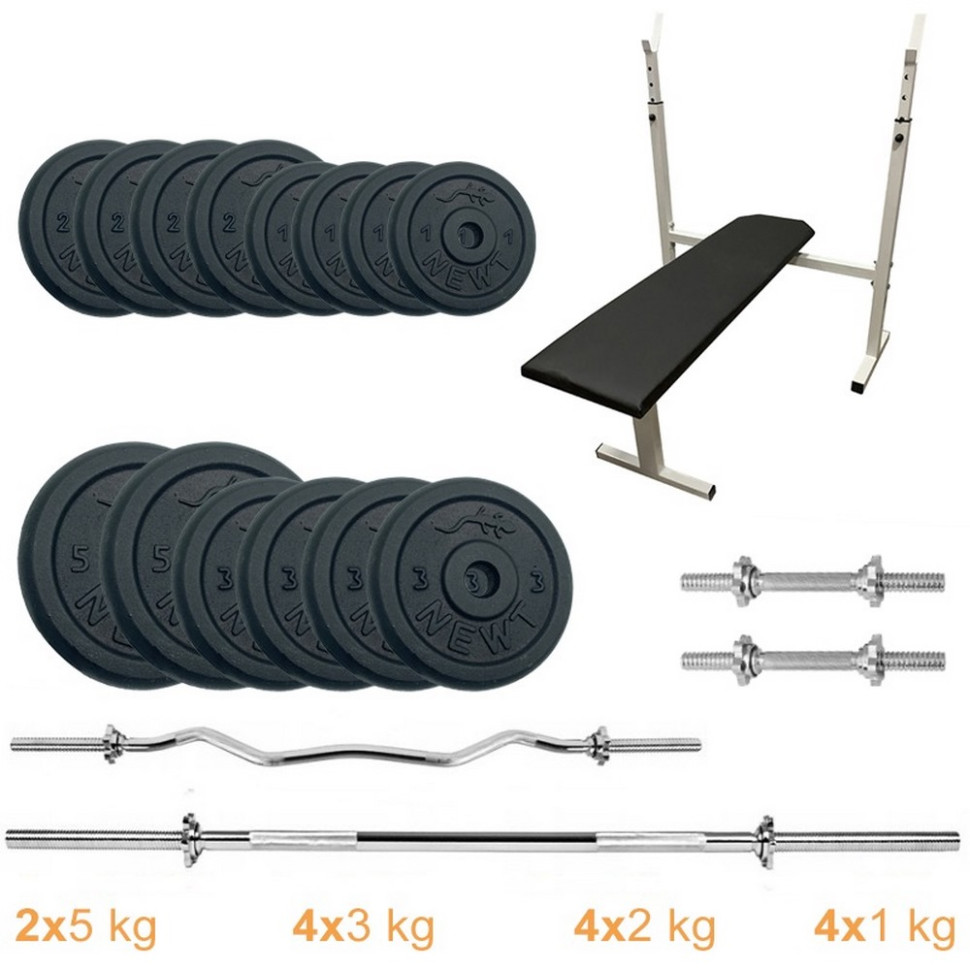 Скамья для жима с набором штанга и гантелей Stadard Set-STHW Home Newt NE-M-STHW-SET-45, 50 кг