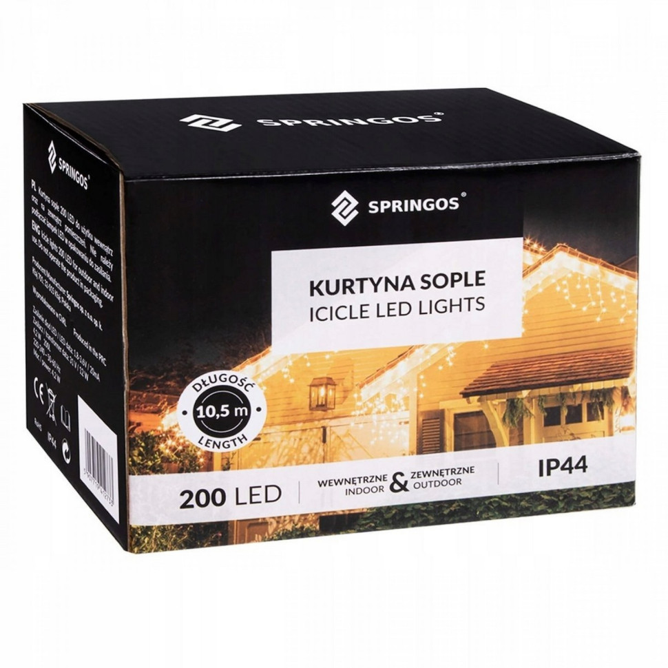 Гирлянда бахрома уличная Springos CL0203, 8 м 200 LED, Mix