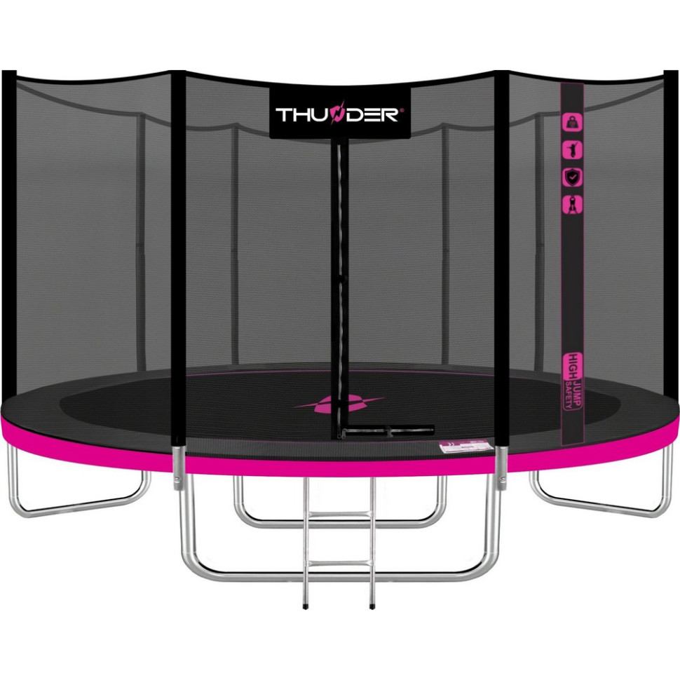 Батут із внутрішньою сіткою Outside PRO Thunder OUTSIDE-PRO-12FT-PINK 366 см, чорно-рожевий