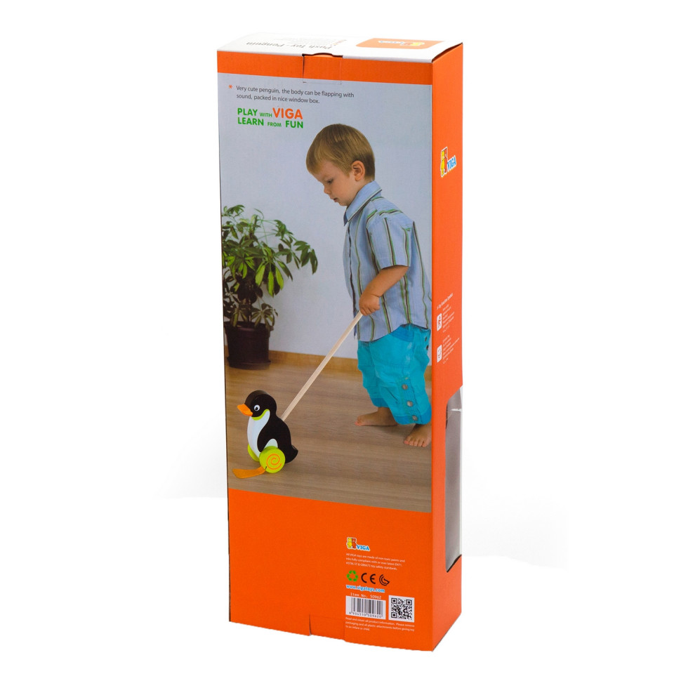 Деревянная каталка Пингвинчик Viga Toys 50962 на палочке