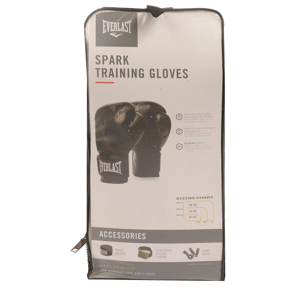 Боксерские перчатки SPARK TRAINING GLOVE Everlast P00002416 черный/коричневый 16 унций