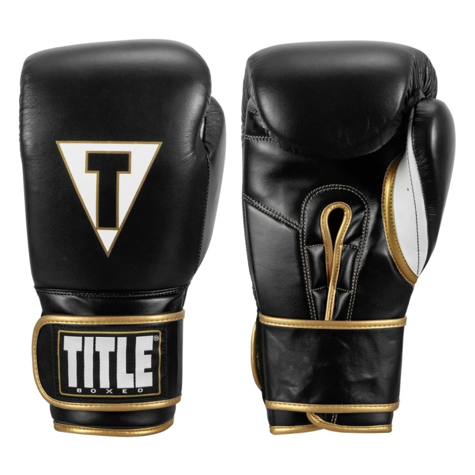Боксерські рукавиці Boxeo Mexican Leather Quatro TITLE BATGE4 12 oz BK/WH 12 унцій (бинти в комплекті)
