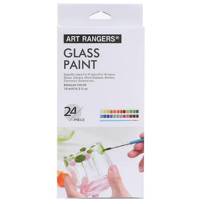 Набор красок для стекла Art Nation GAS2415, 15 мл, 24 цвета, 3 кисточки