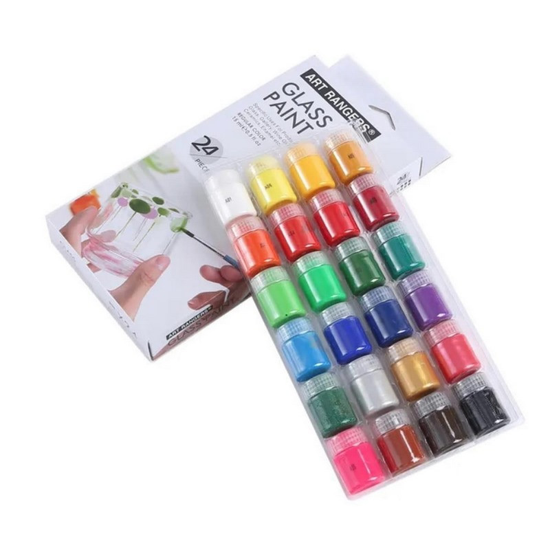 Набор красок для стекла Art Nation GAS2415, 15 мл, 24 цвета, 3 кисточки