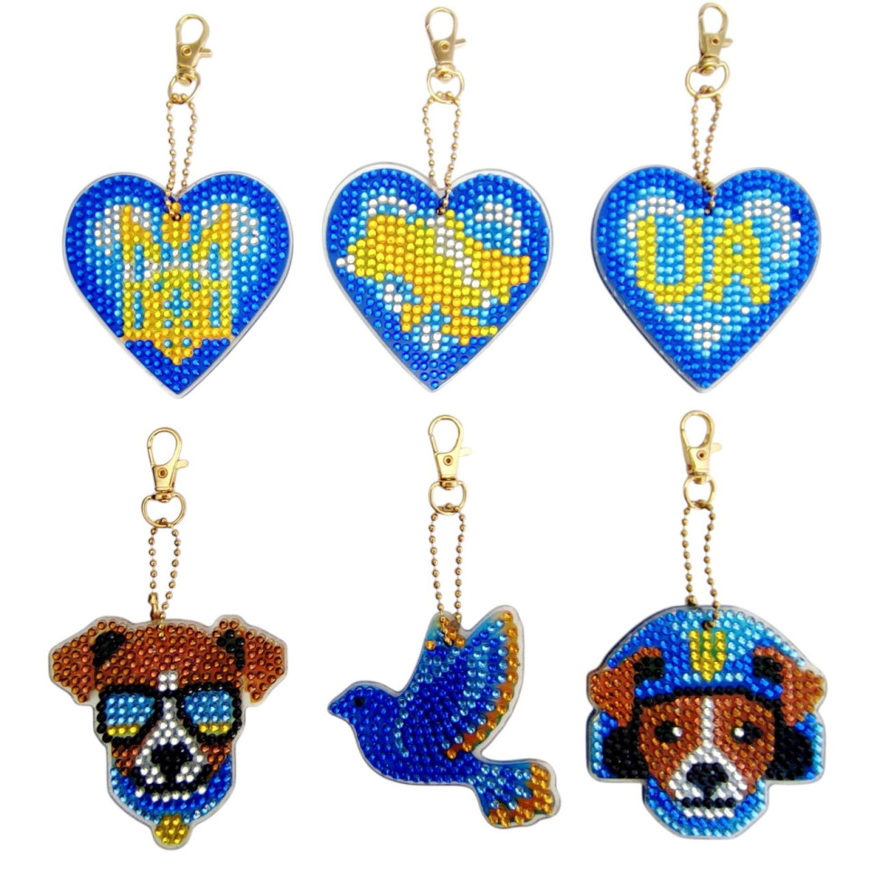 Набір брелків алмазна викладка Патріотичні ColorArt BR40, 6 штук