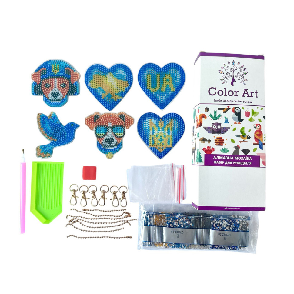 Набір брелків алмазна викладка Патріотичні ColorArt BR40, 6 штук