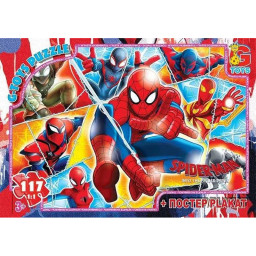 Пазл детский "Человек-паук" G-Toys SM907 постер, 117 элементов