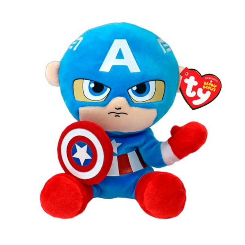 Мягконабивная детская игрушка Marvel «Капитан Америка» TY Beanie Boos 44002, 15 см