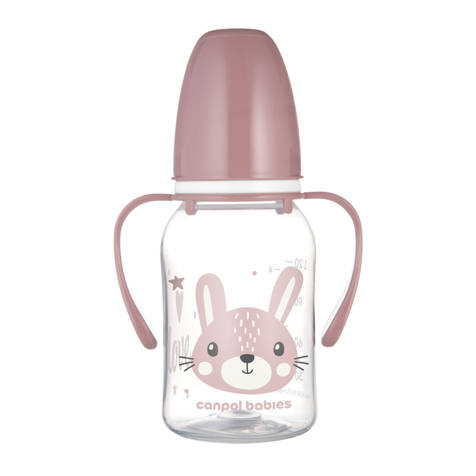 Детская стандартная бутылочка с ручками Cute animals Canpol babies 11/823_pin 120 мл