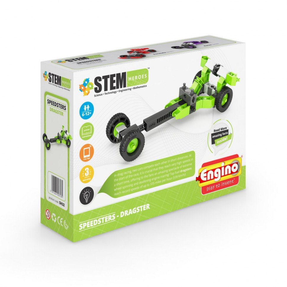 Конструктор-машина STEM HEROES - Спортивні автомобілі: драгстер SH32