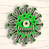 Деревянная картина-раскраска "Вирус зелёный" Wortex Woods 3DP30006 30x30 см