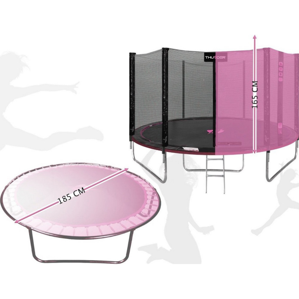 Батут із внутрішньою сіткою Outside PRO Thunder OUTSIDE-PRO-6FT-PINK 183 см, чорно-рожевий