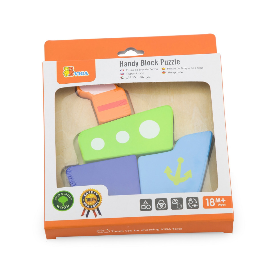 Деревянный мини-пазл Кораблик Viga Toys 50171, 4 элемента
